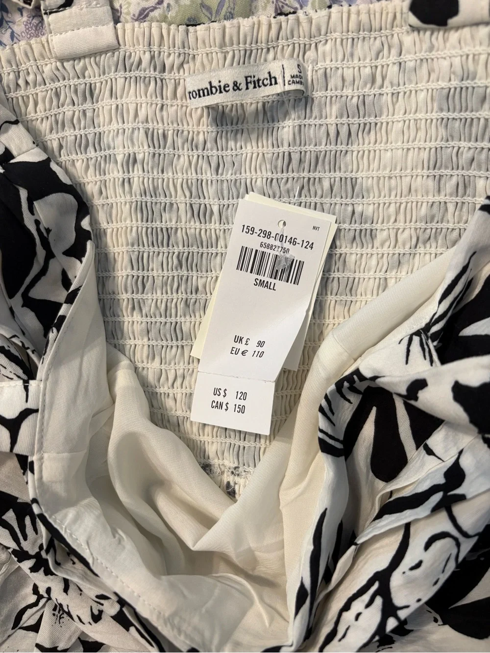 Abercrombie and Fitch Tiered Black and White Floral Maxi Dress